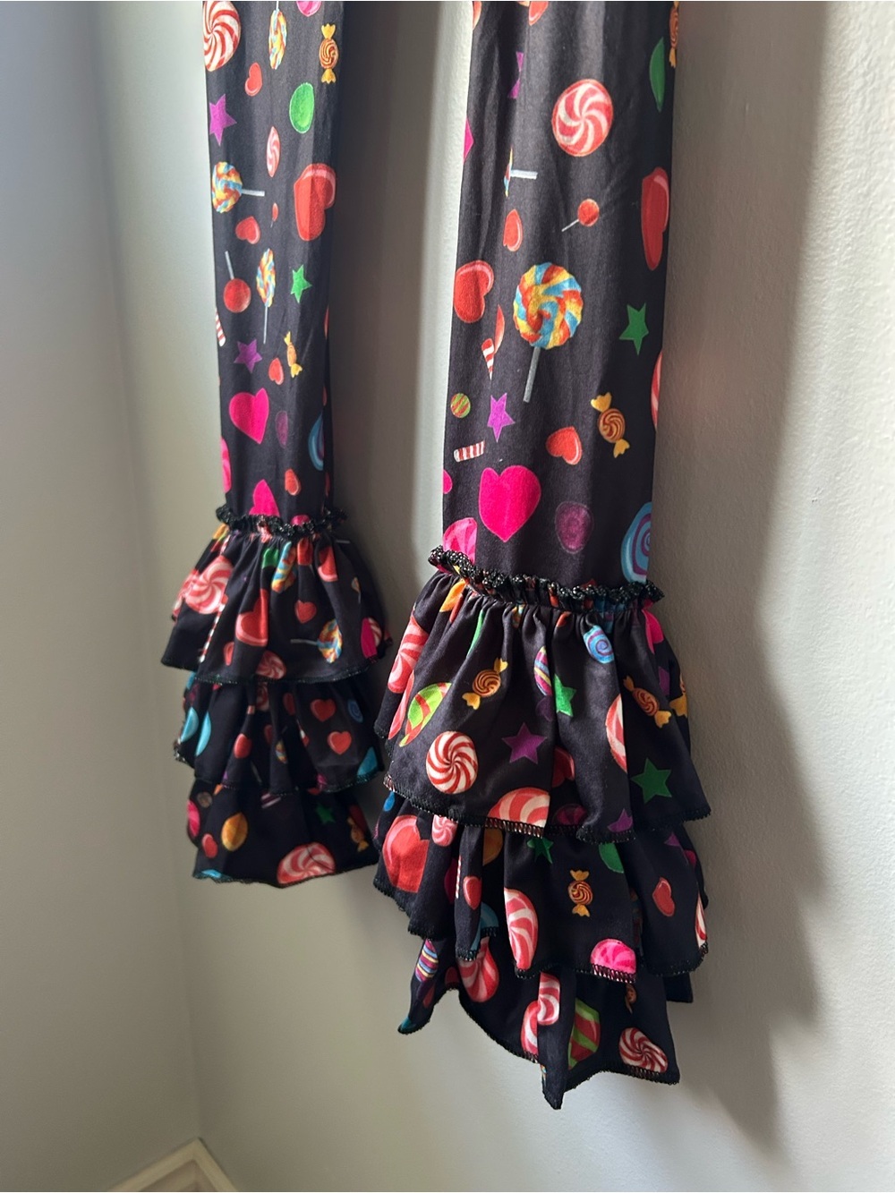 Candy Print Ruffle Hem Boutique Leggings